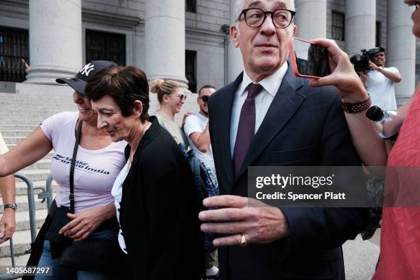 Kevin Maxwell and Isabell Maxwell, brother and sister of convicted British socialite Ghislaine Maxwell, stand outside of a Manhattan Federal Court...