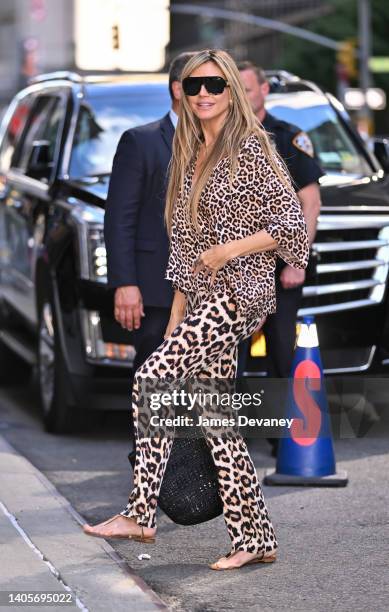 Heidi Klum visits the "The Late Show With Stephen Colbert" at the Ed Sullivan Theater on June 28, 2022 in New York City.
