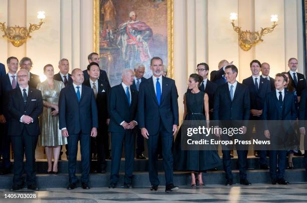 Bulgarian President Rumen Radev , U.S. President Joe Biden , King Felipe VI , Queen Letizia , Prime Minister Pedro Sanchez , and French President...