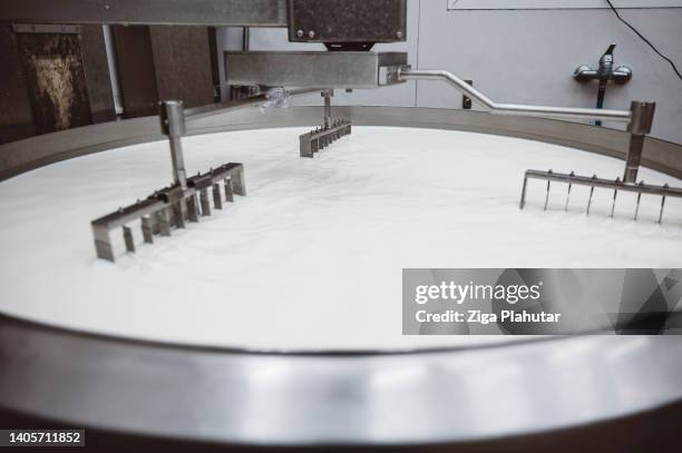 making of milk curd - dairy factory stock pictures, royalty-free photos & images