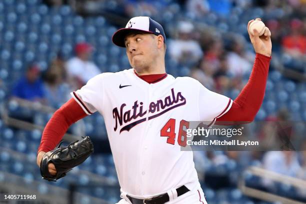 Patrick Corbin of the Washington Nationals pitches in the second inning against the Pittsburgh Pirates at Nationals Park on June 28, 2022 in...