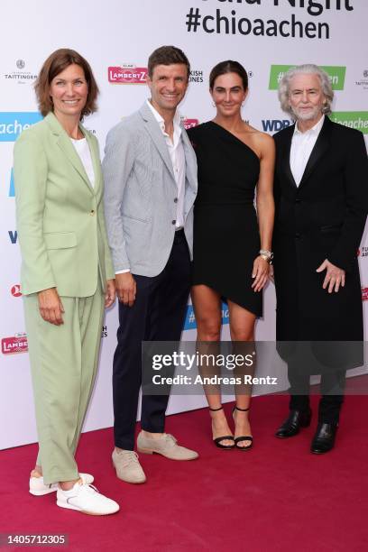 Lisa Müller with Thomas Müller and Hermann Bühlbecker attend the CHIO 2022 - Media Night on June 28, 2022 in Aachen, Germany.