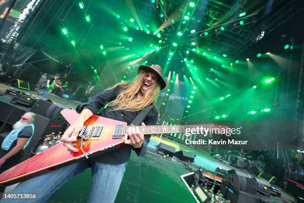 DeVille of Poison performs onstage during The Stadium Tour at Nationals Park on June 22, 2022 in Washington, DC.