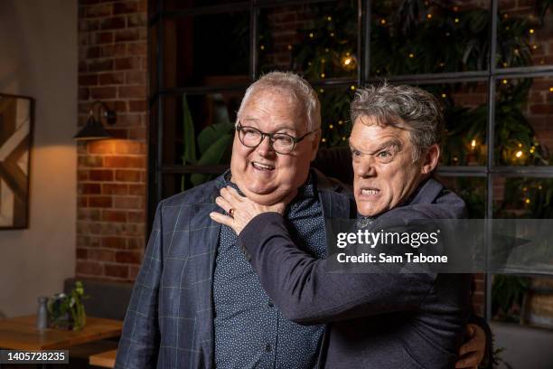 Ian Smith and Stefan Dennis attend the "Neighbours" finale event on June 29, 2022 in Melbourne, Australia. Australian soap opera "Neighbours" will...