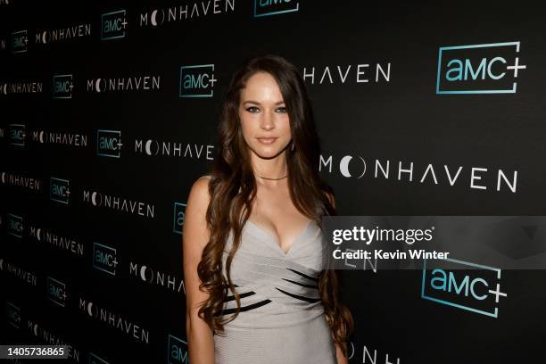 Alexis Knapp attends the AMC+ Original Series "Moonhaven" Premiere Event at The London West Hollywood at Beverly Hills on June 28, 2022 in West...