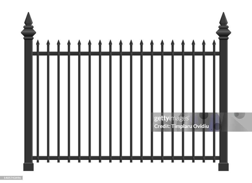 Realistic Steel Fence Vector Illustration Isolated On White High-Res ...