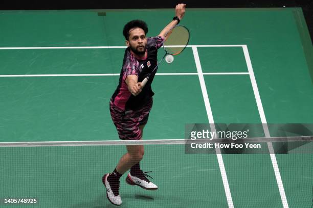 Parupalli Kashyap of India in action against Heo Kwang Hee of South Korea in their men's singles first round match on day two of the Petronas...
