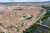Panoramic aerial view of Ciudad Rodrigo in the province of Salamanca Spain,