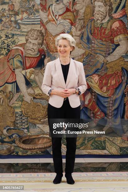 The President of the European Commission, Ursula Von Der Leyen, during her meeting with King Felipe VI, at the Zarzuela Palace, on 29 June, 2022 in...