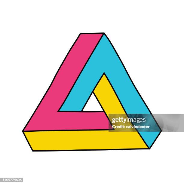 ilustraciones, imágenes clip art, dibujos animados e iconos de stock de triángulo de penrose geometría imposible dibujo a mano - optical illusions