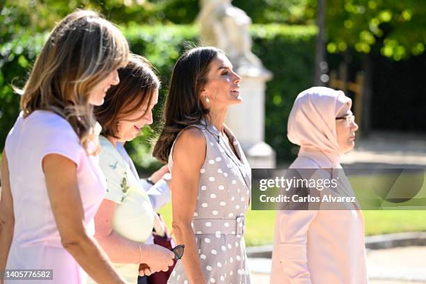 Begona Gomez, First Lady of Spain, Ingrid Schulerud, First Lady of Norway, Queen Letizia of Spain and Emine Erdoğan, First Lady of Turkey attend a...