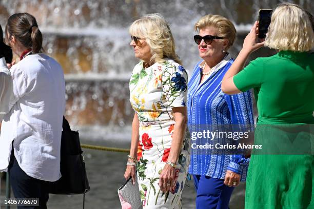 Jill Biden, First lady of the United States attends a Meeting With First Ladies at Royal Palace of La Granja of San Ildefonso during NATO Summit on...
