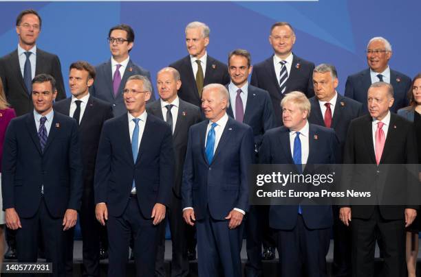 Family photo of the leaders minutes before the start of the NATO 2022 Summit at the IFEMA Exhibition Center MADRID, on 29 June, 2022 in Madrid,...