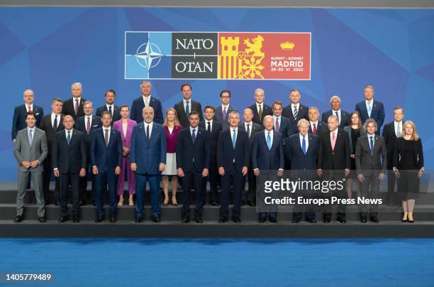 Family photo of the leaders minutes before the start of the NATO 2022 Summit at the IFEMA Exhibition Center MADRID, on 29 June, 2022 in Madrid,...