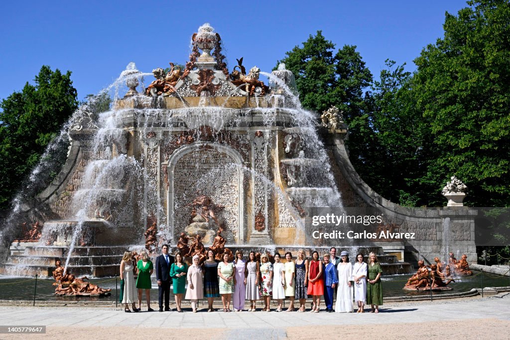 Queen Letizia Hosts Meeting With First Ladies During NATO Summit