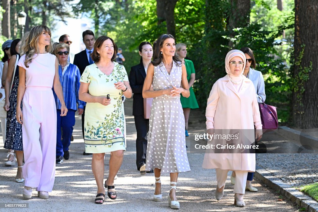 Queen Letizia Hosts Meeting With First Ladies During NATO Summit