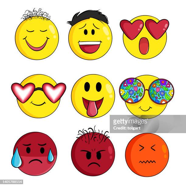 emoticon icon set - blowing a kiss stock illustrations