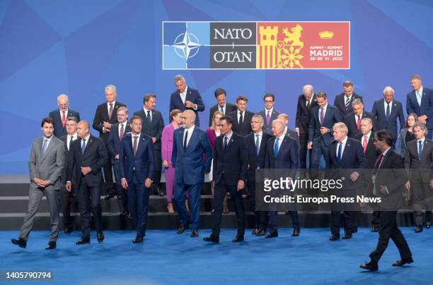 International leaders after having their photograph taken before the start of the NATO 2022 Summit at the IFEMA Trade Fair Center MADRID, June 29 in...