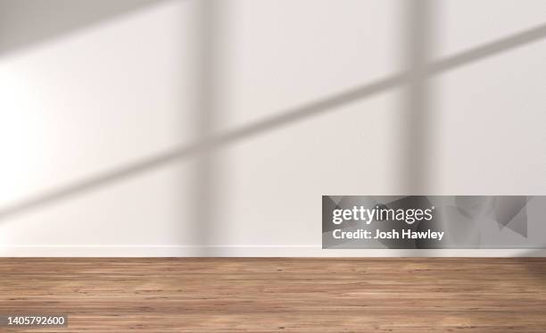 futuristic empty room, 3d rendering - wood wall foto e immagini stock
