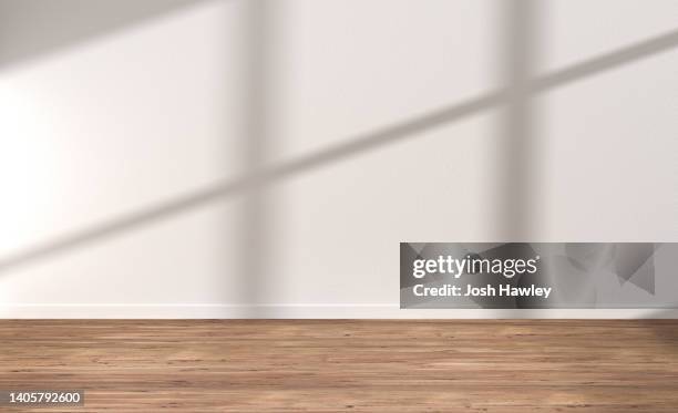 futuristic empty room, 3d rendering - wood floor stockfoto's en -beelden