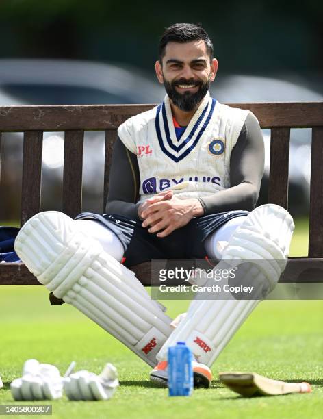 Virat Kohli of India waits to bat during a nets session at Edgbaston on June 29, 2022 in Birmingham, England.