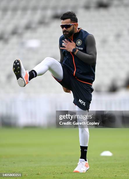 Virat Kohli of India warms up during a nets session at Edgbaston on June 29, 2022 in Birmingham, England.
