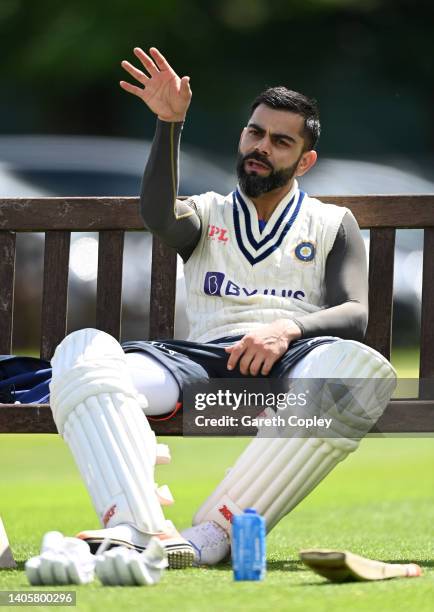 Virat Kohli of India waits to bat during a nets session at Edgbaston on June 29, 2022 in Birmingham, England.