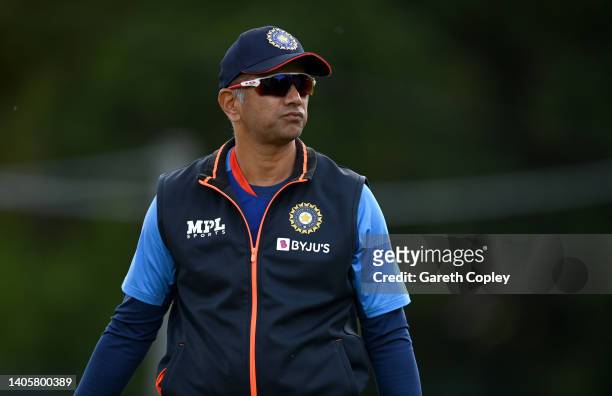 India coach Rahul Dravid during a nets session at Edgbaston on June 29, 2022 in Birmingham, England.