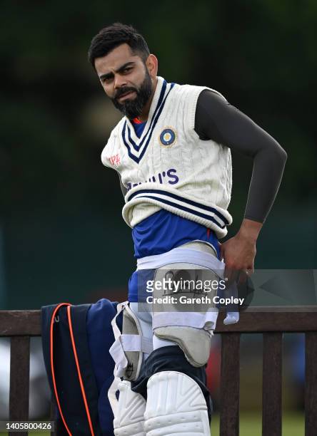 Virat Kohli of India waits to bat during a nets session at Edgbaston on June 29, 2022 in Birmingham, England.