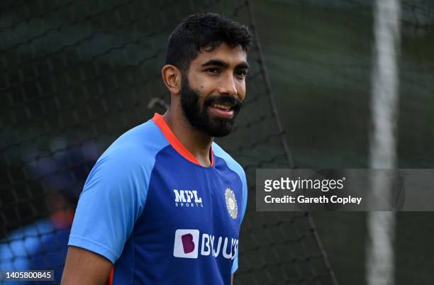 Jasprit Bumrah of India during a nets session at Edgbaston on June 29, 2022 in Birmingham, England.