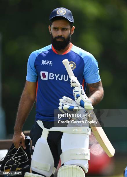 Hanuma Vihari of India during a nets session at Edgbaston on June 29, 2022 in Birmingham, England.