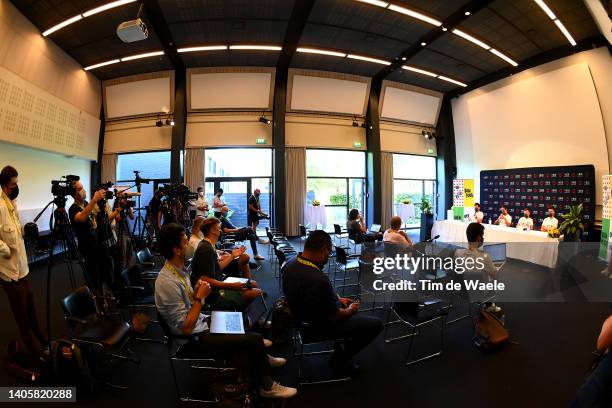 Geraint Thomas of The United Kingdom, Daniel Felipe Martinez Poveda of Colombia, Adam Yates of United Kingdom, Filippo Ganna of Italy and Team INEOS...