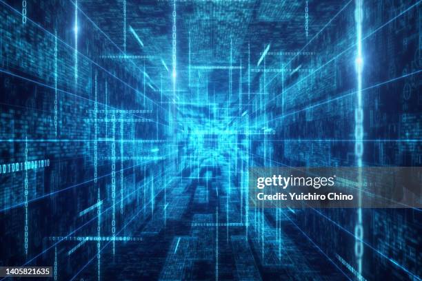 futuristic huge technology tunnel - computer language stock pictures, royalty-free photos & images