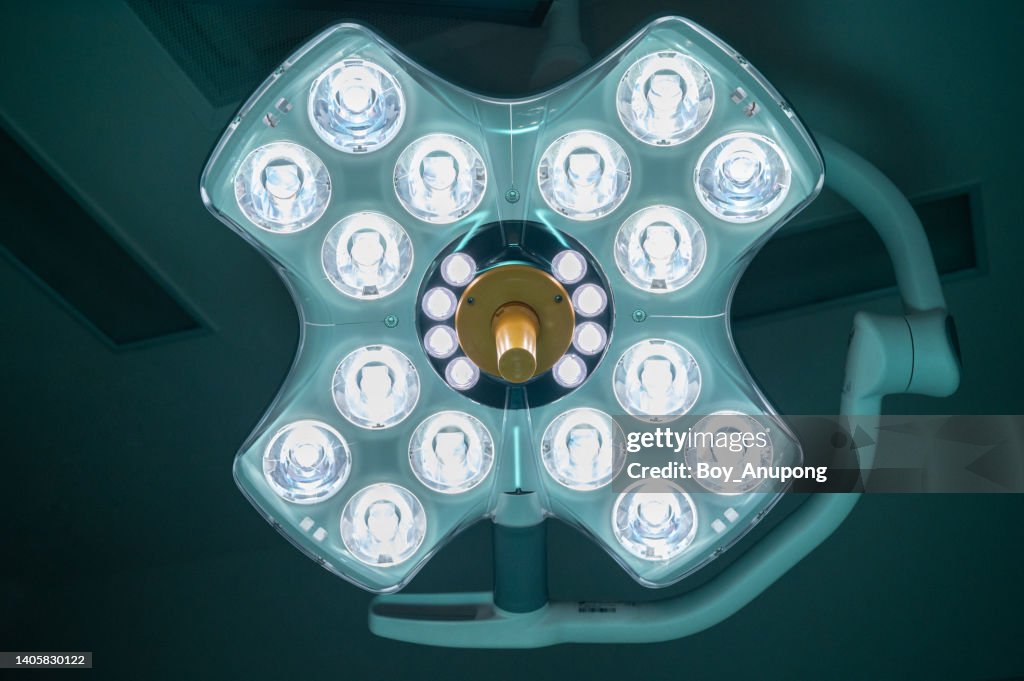 A surgical light in an operating room in hospital.