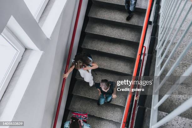 school is out - child running up stairs stock pictures, royalty-free photos & images