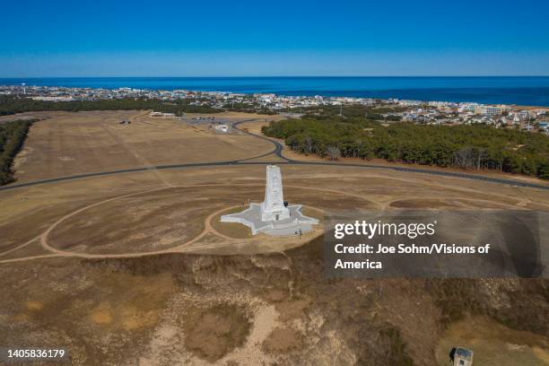 Wright Brothers National Memorial from the air, Kitty Hawk, Kill Devils, North Carolina.