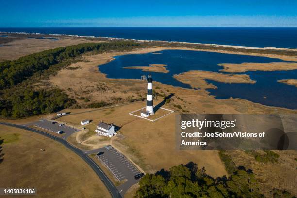 Aerial of Bodie Island Light Station, Cape Hatteras, Nags Head, NC.