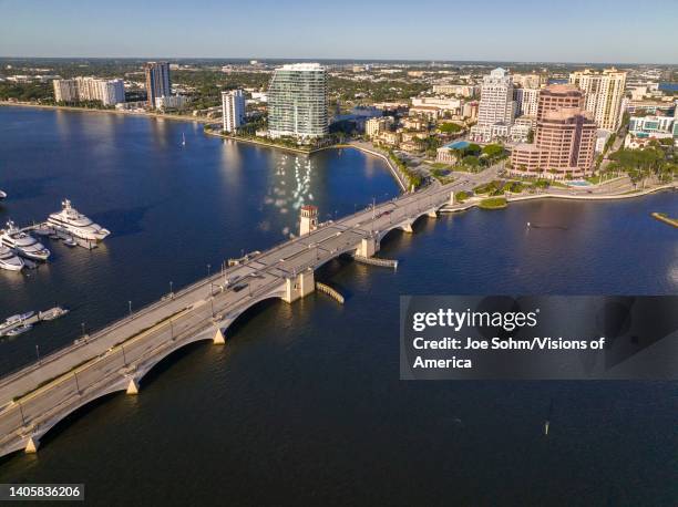 West Palm Beach skyline features Royal Park Draw Bridge, West Palm Beach, Florida.