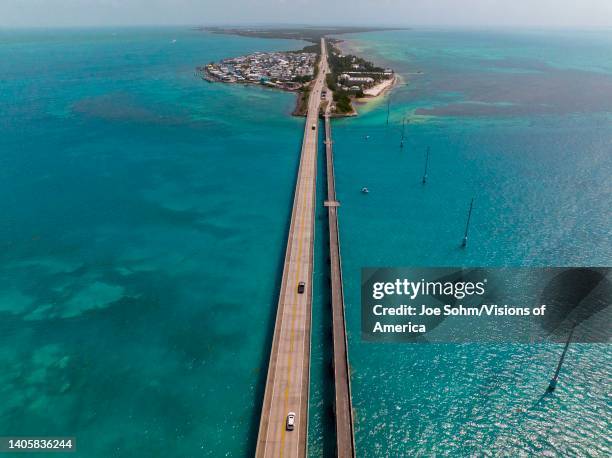 Aerial view of US Route 1 Overseas Highway to Key West, Florida.