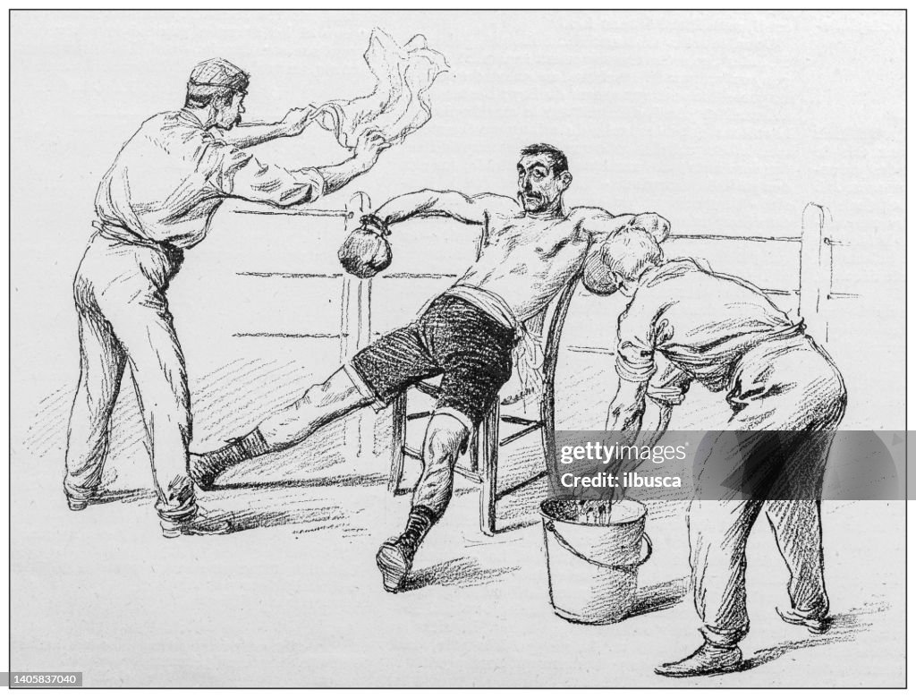 Antique illustration: Charlemont versus Driscoll, Boxing event