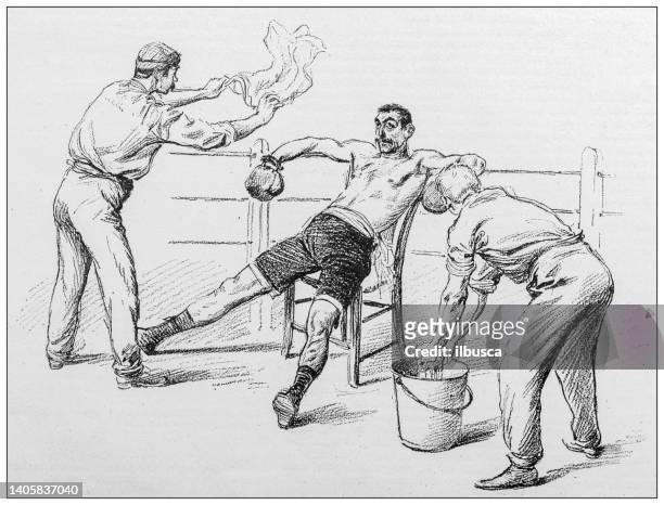 antique illustration: charlemont versus driscoll, boxing event - versus stock illustrations