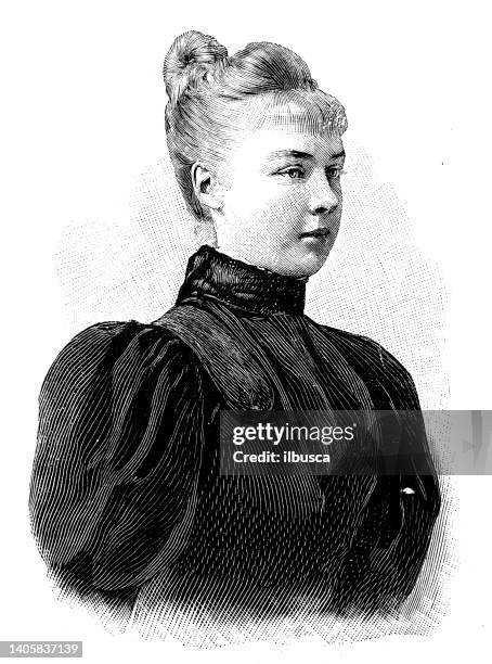 illustrations, cliparts, dessins animés et icônes de illustration ancienne : princesse isabelle, épouse du prince jean d’orléans - princess isabelle de france