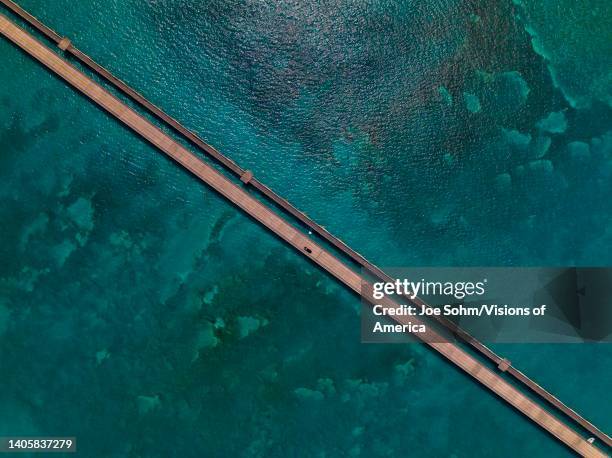 Aerial view of US Route 1 Overseas Highway to Key West, Florida.