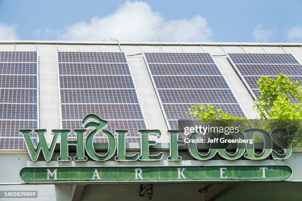 Miami Beach, Florida, Solar Panels on roof of Whole Foods supermarket.