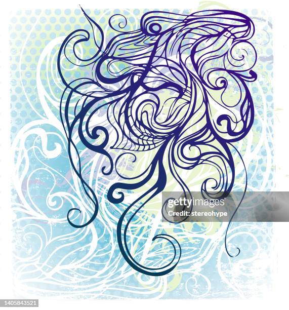 tangled tentacles - feathers mess stock illustrations