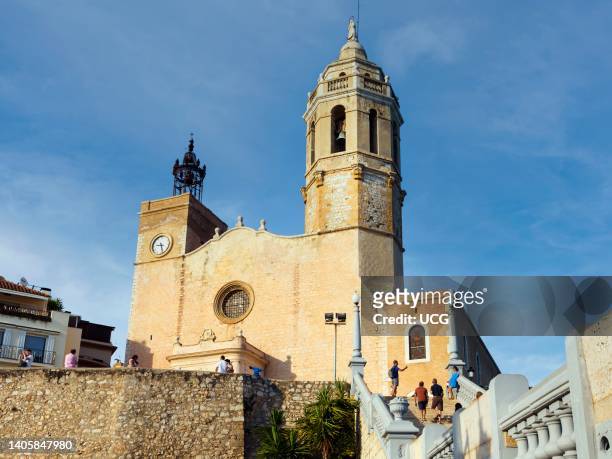 Sitges, Barcelona Province, Catalonia, Spain. 17th century church of Sant Bartomeu i Santa Tecla.