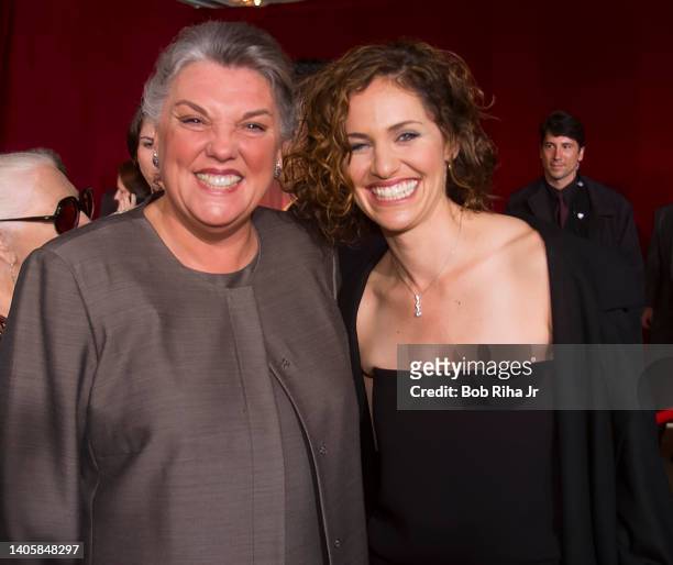 Tyne Daly and Amy Brenneman, from 'Judging Amy', as they arrive at the 53rd Emmy Awards Show, November 4, 2001 in Los Angeles, California.