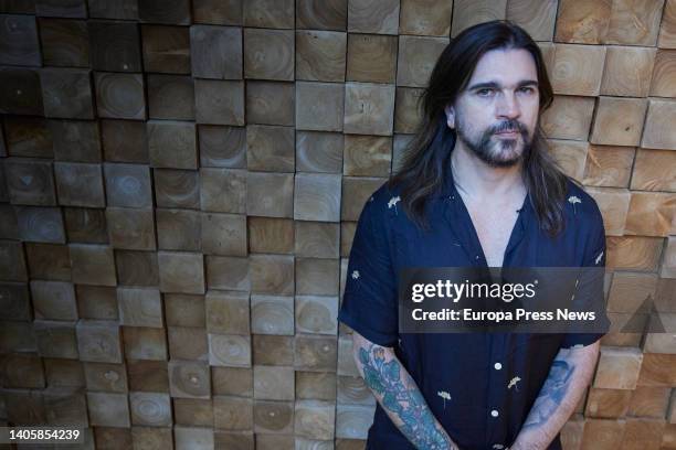 The singer Juanes poses during an interview for Europa Press, at the Hotel ME, on 29 June, 2022 in Madrid, Spain. The Colombian singer, recent winner...