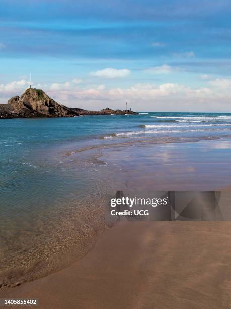 Bude Breakwater from Summerleaze beach, Beach, Cornwall, UK.