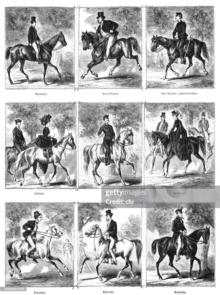 Riding types from the Reitallee in the Wiener Prater